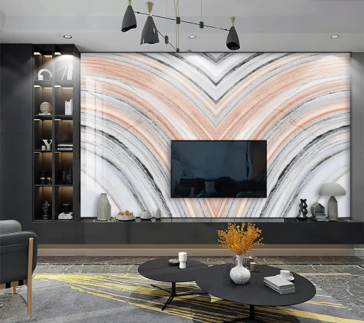 Tranh pvc tráng gương ốp tường vân đá đối xứng TC992