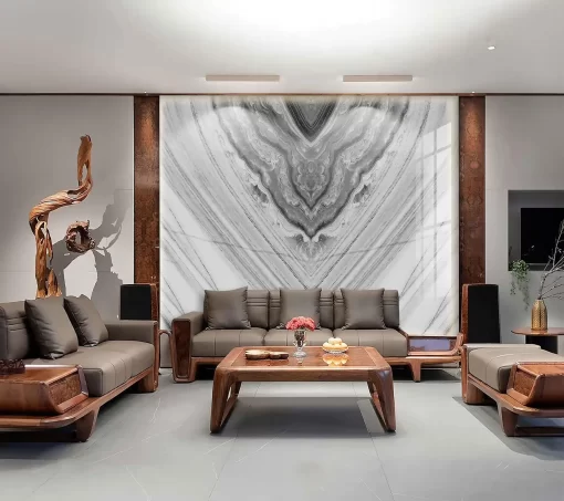 Tranh pvc tráng gương ốp tường vân đá đối xứng TC993