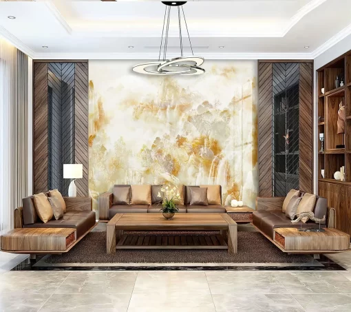 Tranh pvc tráng gương ốp tường vân đá TC1205