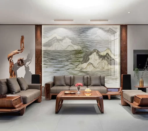 Tranh pvc tráng gương ốp tường vân đá TC1208