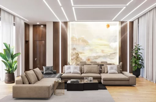 Tranh pvc tráng gương ốp tường vân đá TC1210