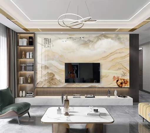 Tranh pvc tráng gương ốp tường vân đá TC1211