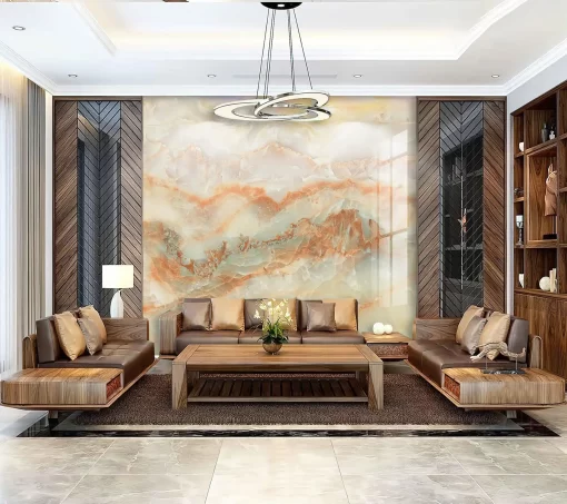 Tranh pvc tráng gương ốp tường vân đá TC1215