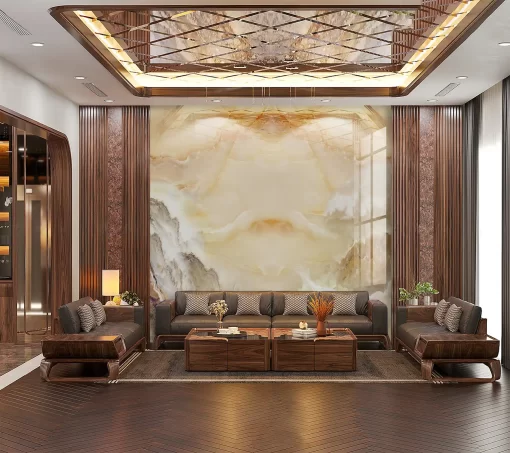 Tranh pvc tráng gương ốp tường vân đá TC1219