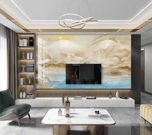 Tranh pvc tráng gương ốp tường vân đá TC1220