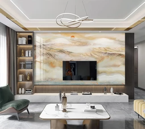 Tranh pvc tráng gương ốp tường vân đá TC1221