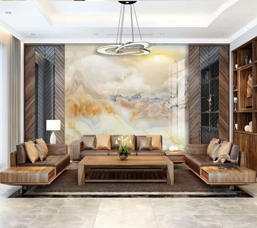 Tranh pvc tráng gương ốp tường vân đá TC1223