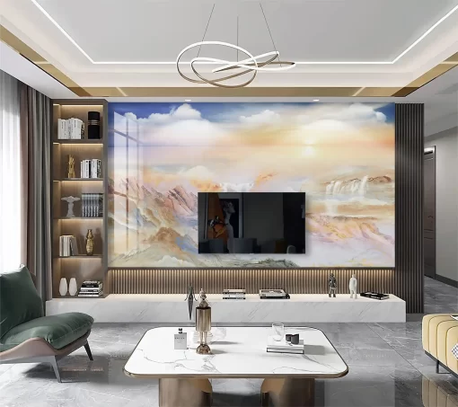 Tranh pvc tráng gương ốp tường vân đá TC1224