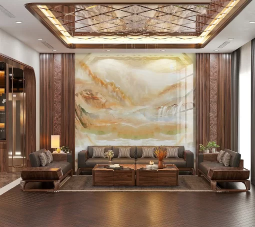 Tranh pvc tráng gương ốp tường vân đá TC1225