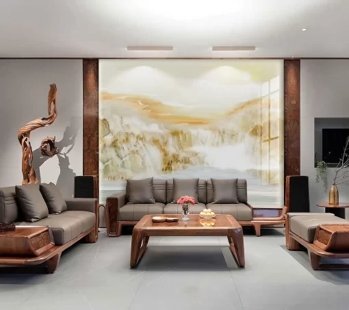 Tranh pvc tráng gương ốp tường vân đá TC1227