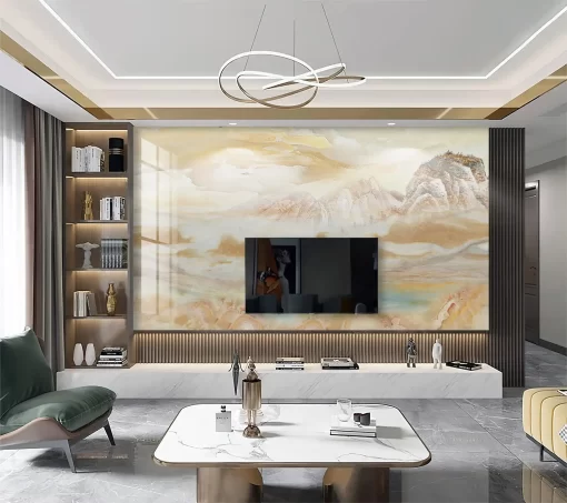 Tranh pvc tráng gương ốp tường vân đá TC1234