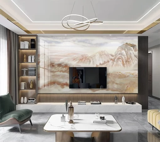 Tranh pvc tráng gương ốp tường vân đá TC1235