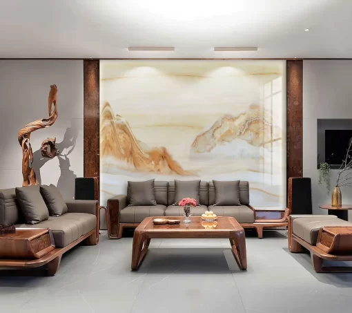 Tranh pvc tráng gương ốp tường vân đá TC1237