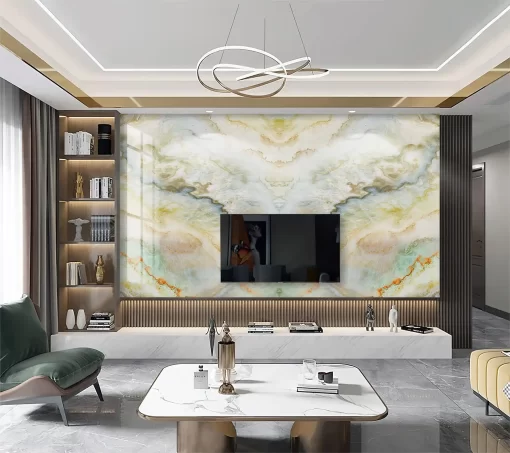 Tranh pvc tráng gương ốp tường vân đá đối xứng TC1240