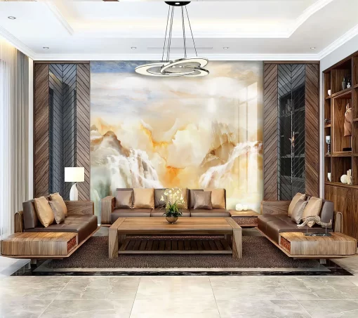 Tranh pvc tráng gương ốp tường vân đá TC1242