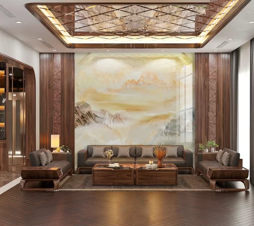 Tranh pvc tráng gương ốp tường vân đá TC1243