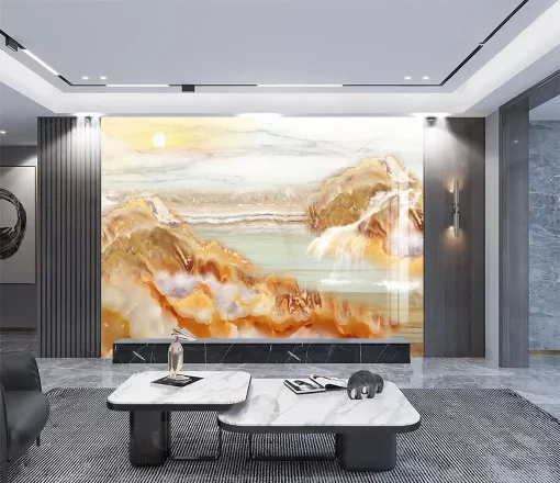 Tranh pvc tráng gương ốp tường vân đá TC1244