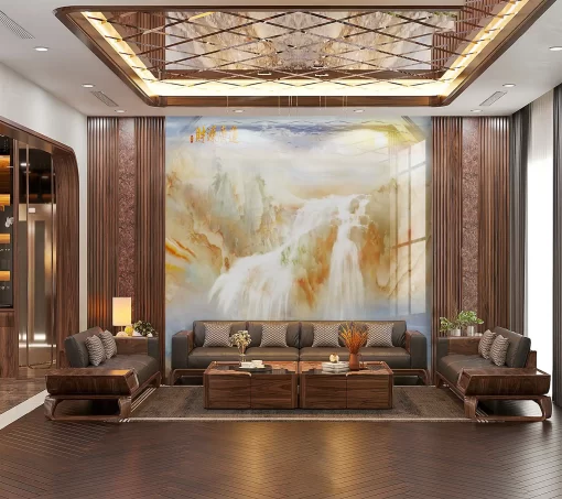 Tranh pvc tráng gương ốp tường vân đá TC1250