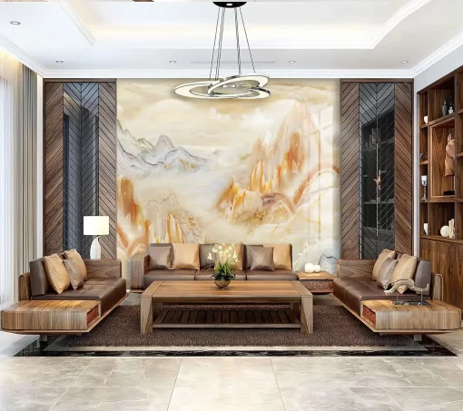 Tranh pvc tráng gương ốp tường vân đá TC1251