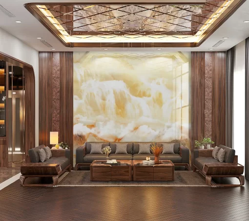 Tranh pvc tráng gương ốp tường vân đá TC1254