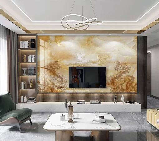 Tranh pvc tráng gương ốp tường vân đá TC1255