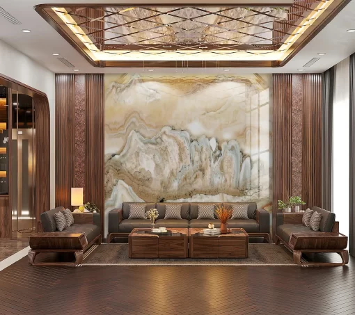 Tranh pvc tráng gương ốp tường vân đá TC1261