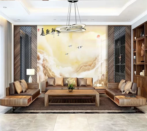 Tranh pvc tráng gương ốp tường vân đá TC1266