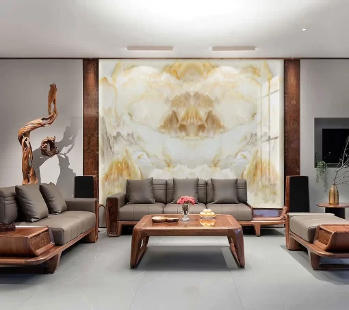 Tranh pvc tráng gương ốp tường vân đá đối xứng TC1267