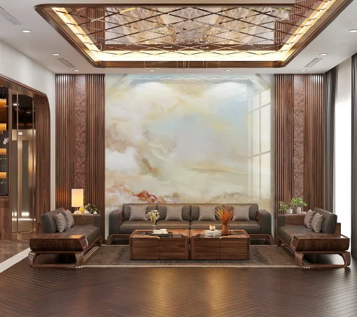 Tranh pvc tráng gương ốp tường vân đá TC1269