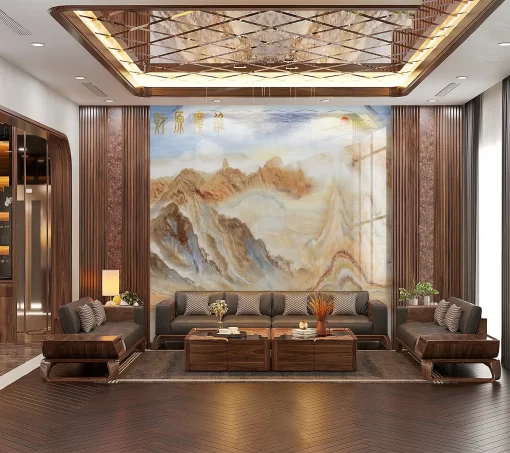 Tranh pvc tráng gương ốp tường vân đá TC1272