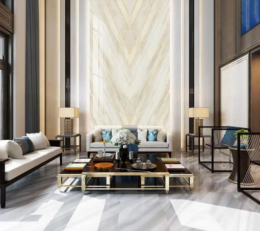 Tranh pvc tráng gương ốp tường vân đá đối xứng thông tầng TC997