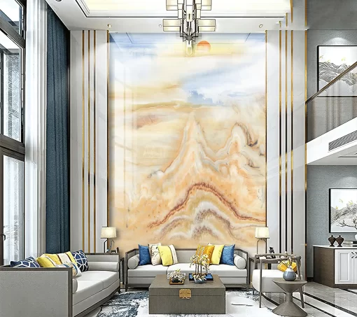 Tranh pvc tráng gương ốp tường vân đá thông tầng TC1273