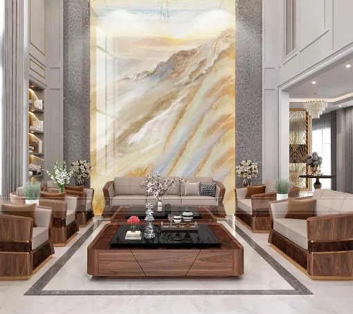 Tranh pvc tráng gương ốp tường vân đá thông tầng TC1274