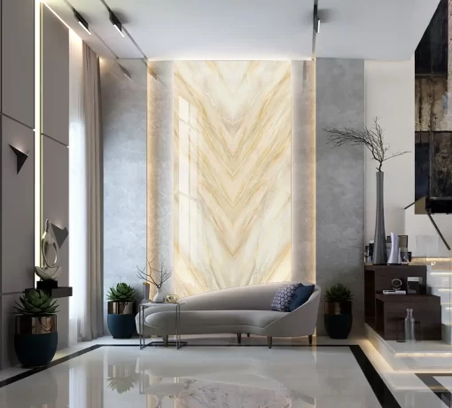 Tranh pvc tráng gương ốp tường vân đá đối xứng thông tầng TC1000