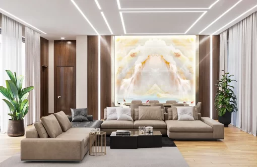 Tranh pvc tráng gương ốp tường vân đá đối xứng TC1282