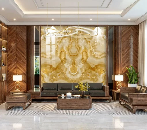 Tranh pvc tráng gương ốp tường vân đá đối xứng TC1013