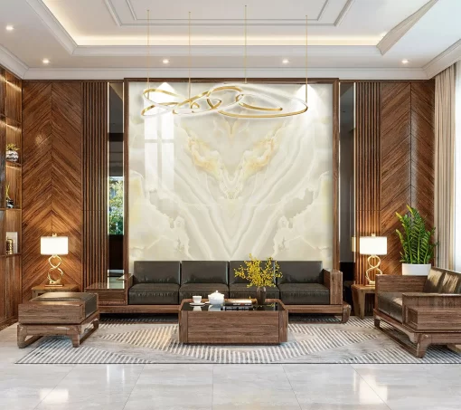 Tranh pvc tráng gương ốp tường vân đá đối xứng TC1020