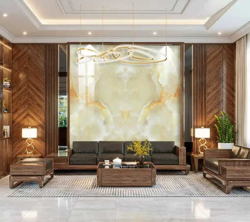 Tranh pvc tráng gương ốp tường vân đá đối xứng TC1023