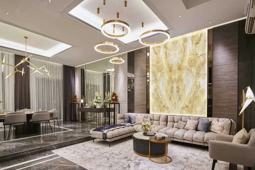 Tranh pvc tráng gương ốp tường vân đá đối xứng TC1026