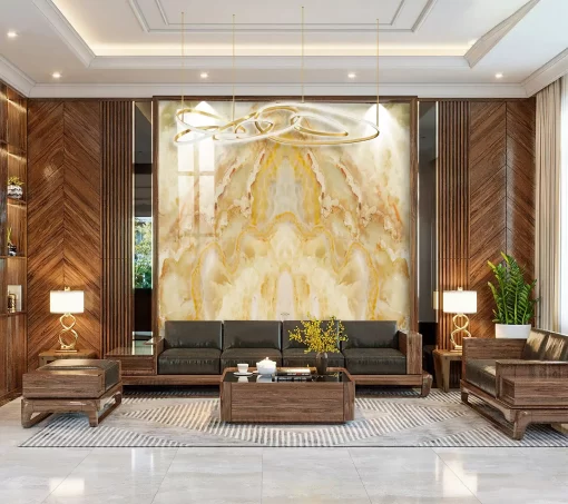 Tranh pvc tráng gương ốp tường vân đá đối xứng TC1027