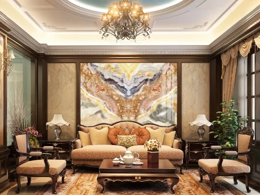 Tranh pvc tráng gương ốp tường vân đá đối xứng TC1030