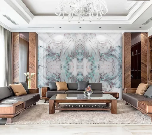 Tranh pvc tráng gương ốp tường vân đá đối xứng TC1034