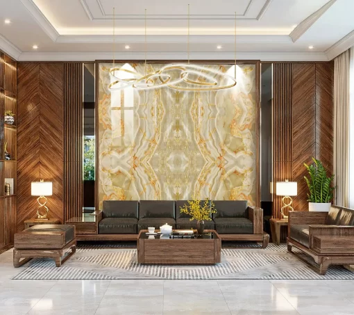 Tranh pvc tráng gương ốp tường vân đá đối xứng TC1045