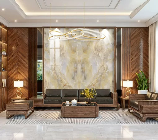 Tranh pvc tráng gương ốp tường vân đá đối xứng TC1049