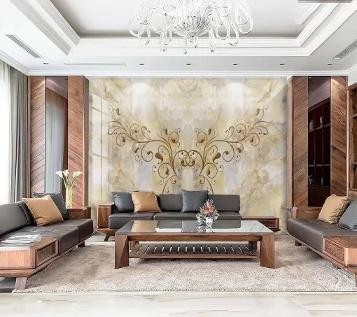 Tranh pvc tráng gương ốp tường vân đá đối xứng TC1051