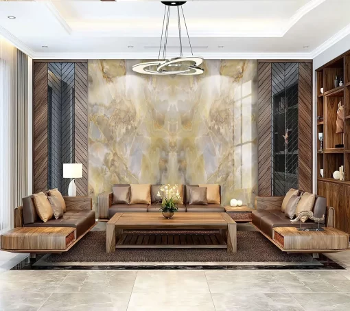 Tranh pvc tráng gương ốp tường vân đá đối xứng TC1058