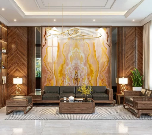 Tranh pvc tráng gương ốp tường vân đá đối xứng TC1059