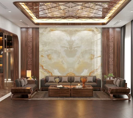 Tranh pvc tráng gương ốp tường vân đá đối xứng TC1064