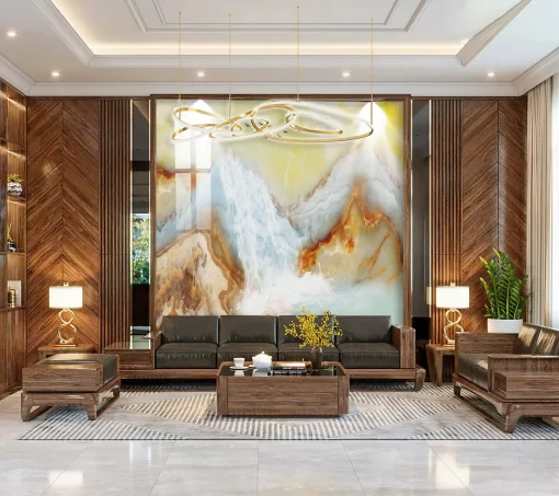 Tranh pvc tráng gương ốp tường vân đá TC1288