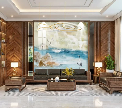 Tranh pvc tráng gương ốp tường vân đá TC1290